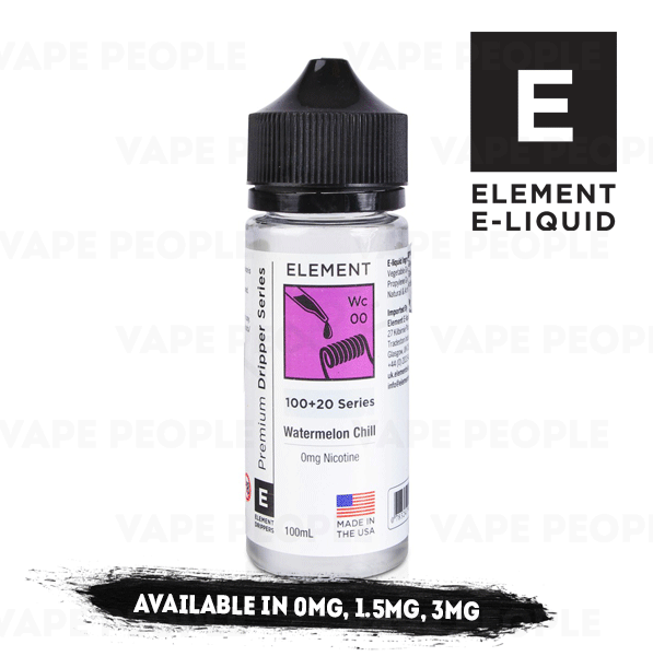 Watermelon Chill (Wc) vape liquid by Element E-liquids - 100ml Short F Watermelon Chill (Wc) vape liquid by Element E-liquids - 100ml Short F