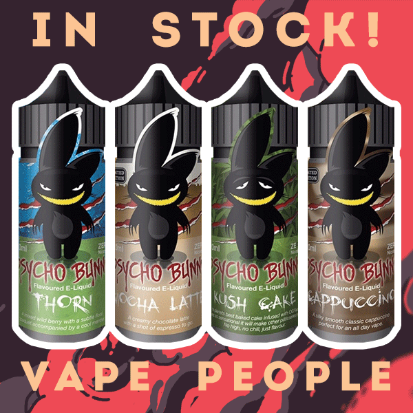 4 new flavours by Psycho Bunny in 100ml vape liquid short fill bottles!
