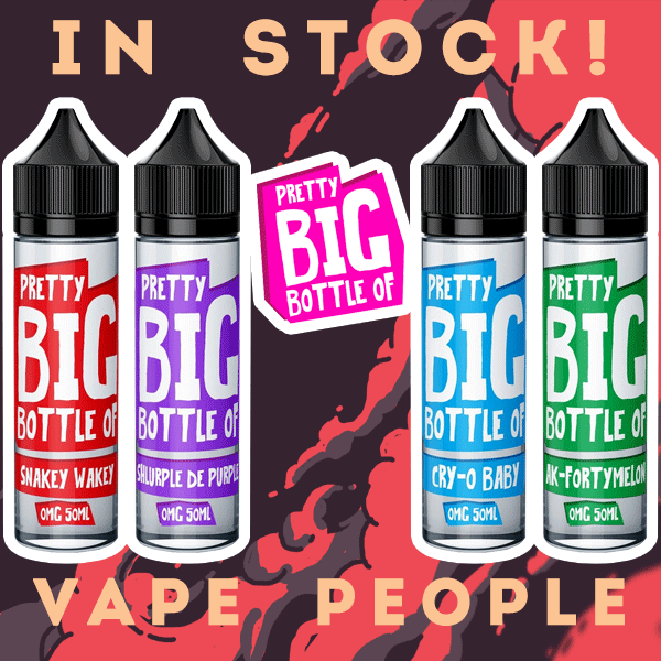 4 Pretty Big Bottles of vape liquids in 50ml shotfills available now!