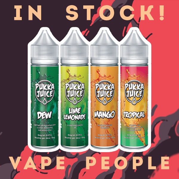 4 Re-branded flavours by Pukka Juice are in stock along with classic vape juices!
