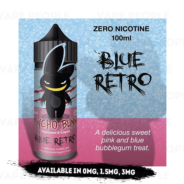 Blue Retro vape liquid by Psycho Bunny - 100ml Short Fill - Buy UK