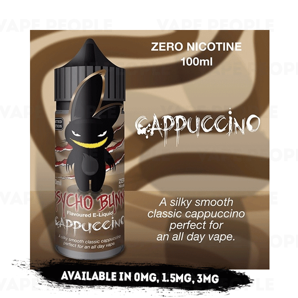 Cappuccino vape liquid by Psycho Bunny - 100ml Short Fill - Buy UK