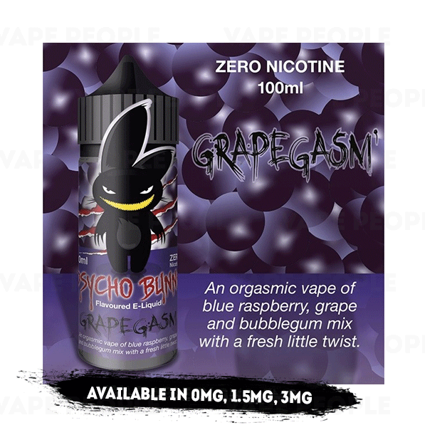 Grapegasm vape liquid by Psycho Bunny - 100ml Short Fill - Buy UK