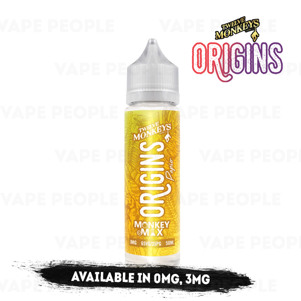 Papio vape liquid by Origins: 12 Monkeys Mix - 50ml Short Fill - Best E Liquids