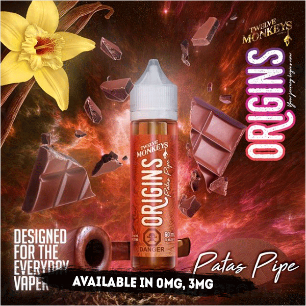 Patas Pipe vape liquid by Origins: 12 Monkeys Mix - 50ml Short Fill - Best E Liquids