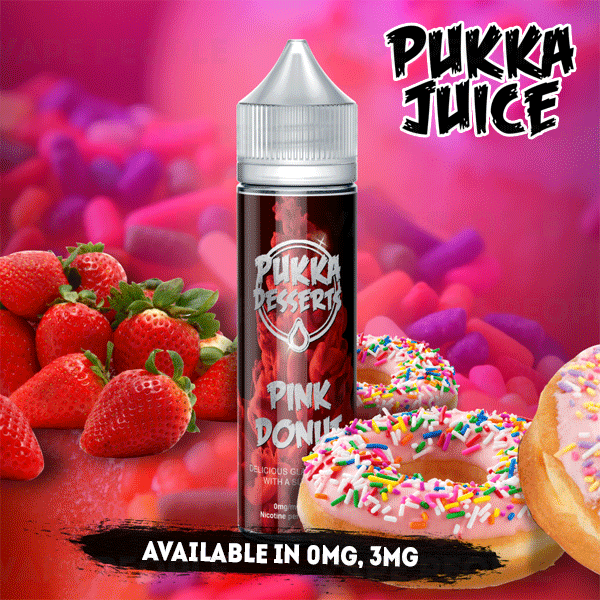 Pink Donut e-liquid by Pukka Juice Deserts- 50ml Short Fill - Best E Liquids